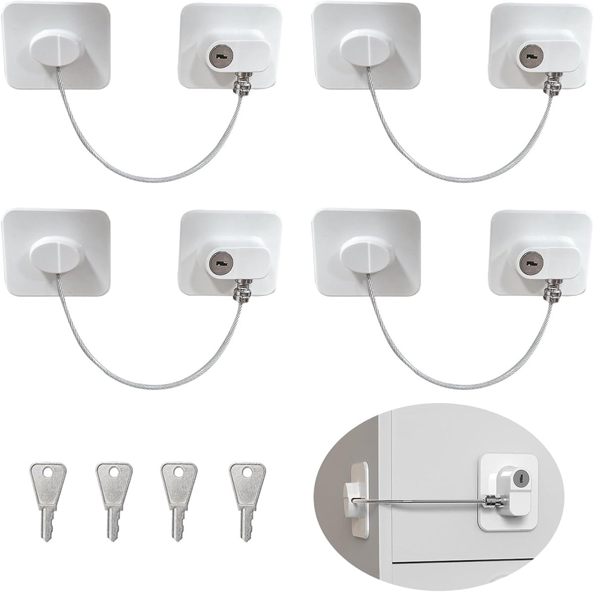 Image of 4 Stuks Kinderkast Deursloten - Veiligheidsoplossing voor Kinderen en Huisdieren