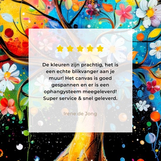 Peinture sur toile 120x80 cm - Décoration murale Arbre - Coloré - Fleurs - Zwart - Décoration murale murale salon - Décoration chambre - Accessoires de chambre - Peintures