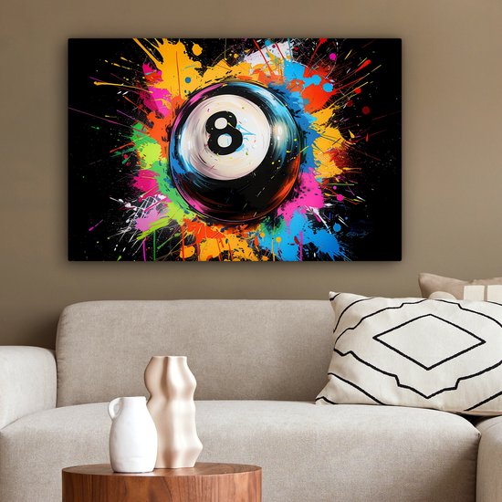 Peinture sur toile 90x60 cm - Décoration murale Graffiti - Sport - Boule de Pool - Billard - Décoration murale murale salon - Décoration chambre - Accessoires de chambre - Peintures