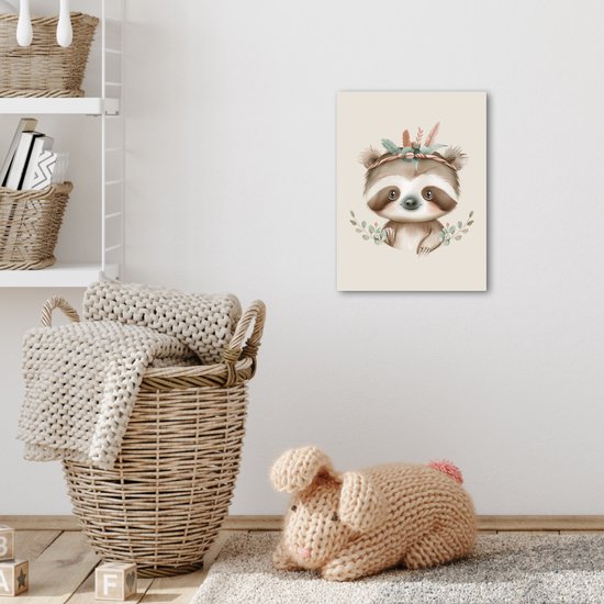 Peinture sur toile 30x40 cm - Décoration murale chambre d'enfant Paresseux - Animaux - Bohème - Boho - Décoration murale murale chambre bébé - Décoration chambre garçon et fille - Accessoires Bébé - Peintures