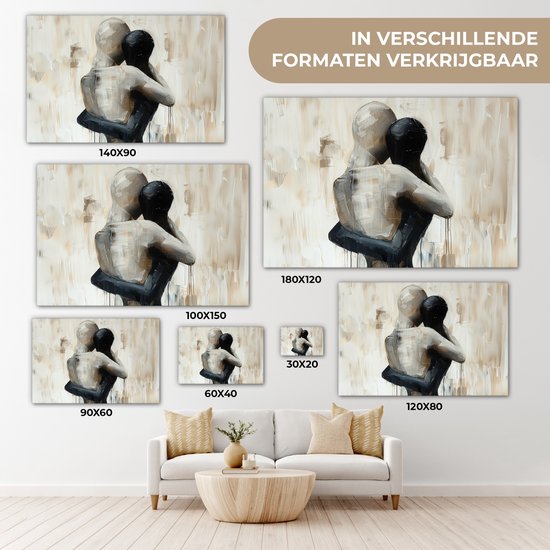 Peinture sur toile 30x20 cm - Décoration murale Abstrait - Amour - Zwart et blanc - Moderne - Décoration murale salon - Décoration chambre moderne - Tableaux abstraits