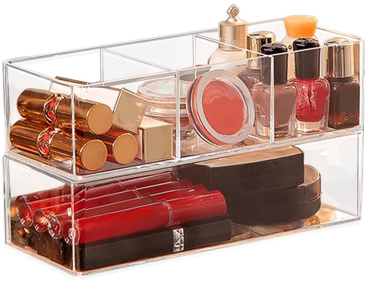 Ibenzoa® Transparante stapelbare opbergdozen voor make-up en kleine voorwerpen