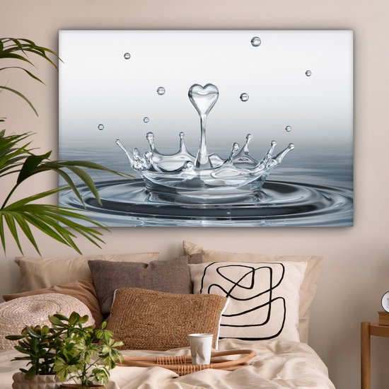 Peinture sur toile 120x80 cm - Décoration murale Abstrait - Moderne - Water - Coeur - Décoration murale salon - Décoration chambre moderne - Tableaux abstraits