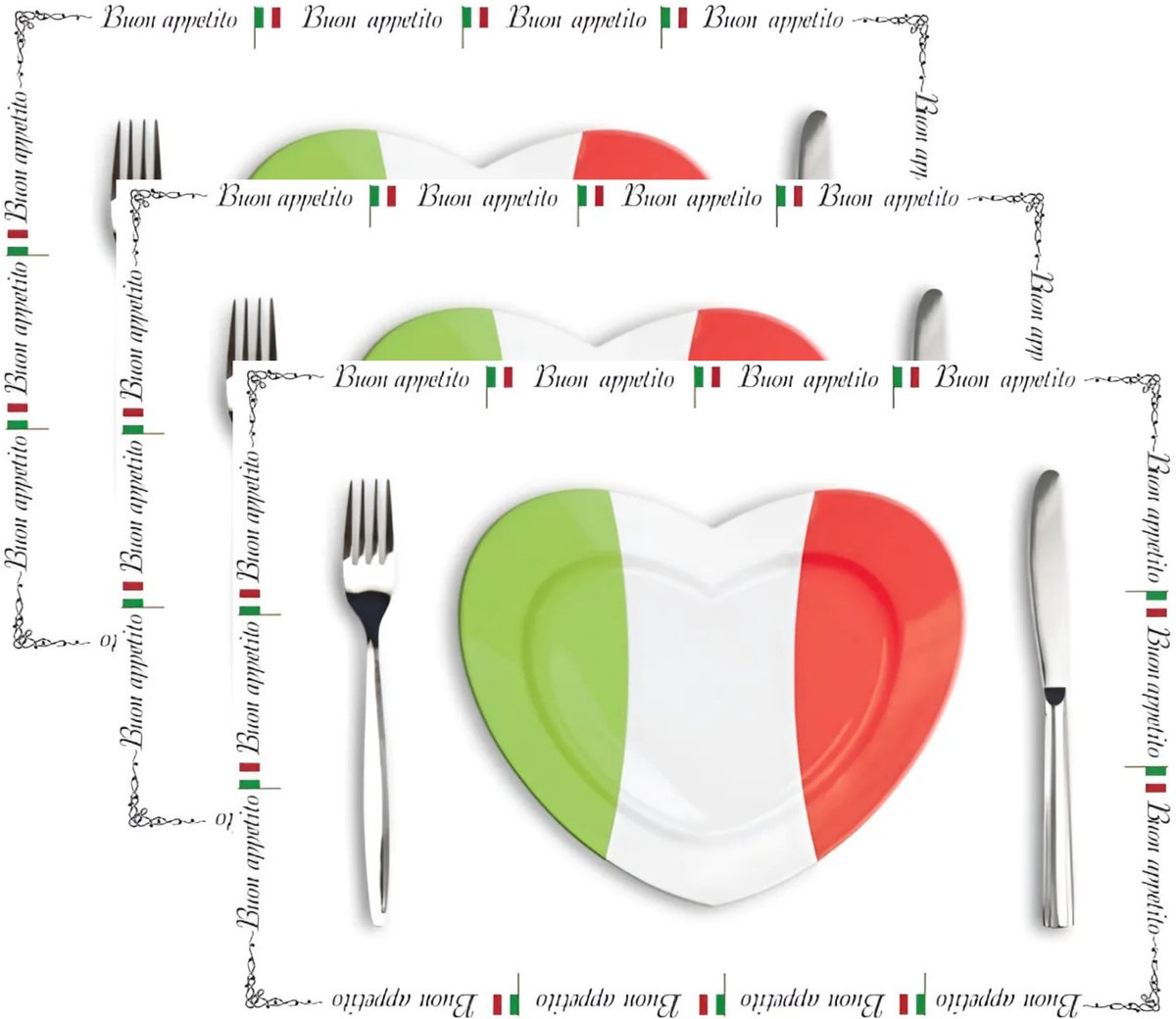 Placemat Italiaans design - 30x stuks - 42 x 30 cm - 90g - Italie - dineren - eetsmakelijk