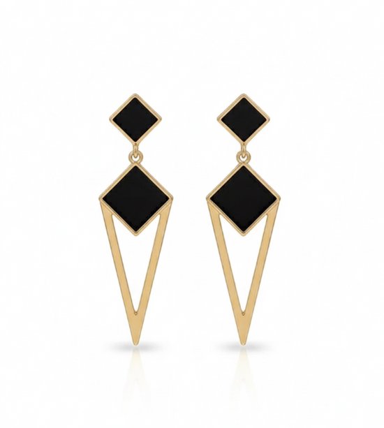 Boucles d'oreilles pendantes couleur or Zwart pour femme avec motif triangle géométrique