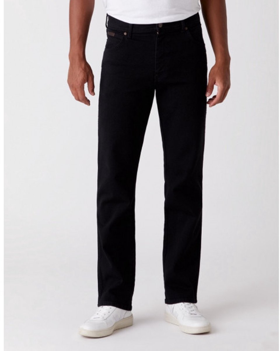 Wrangler Texas Str Heren Regular Fit Jeans W46 X L34 Zwart