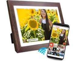 Denver Digitale Fotolijst 15.6 Inch - Hout - XL - Full HD - Frameo App - Fotokader - WiFi - 16GB - IPS Touchscreen - PFF1543DW