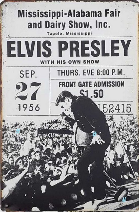 ELVIS Wandbord 20x30 cm van Metaal, METALEN-WANDBORD - MUURPLAAT - VINTAGE - RETRO - HORECA- BORD-WANDDECORATIE -TEKSTBORD - DECORATIEBORD - RECLAMEPLAAT - WANDPLAAT - NOSTALGIE -CAFE- BAR -MANCAVE- KROEG- MAN CAVE