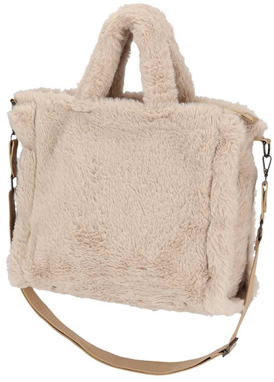 Sarlini - Sac en fausse fourrure - Fausse fourrure - Sac d'hiver moelleux - Beige