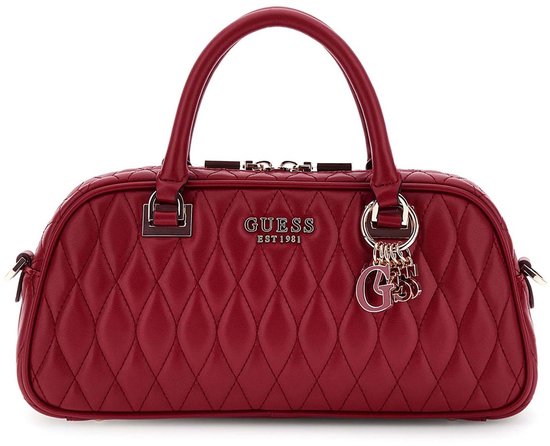 GUESS sac à main sac à épaule bandoulière Valla Satchel Bag Red rouge foncé