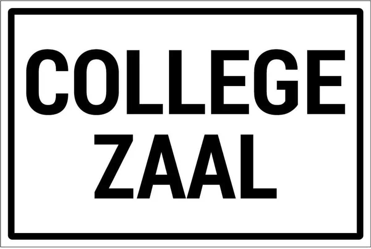Collegezaal sticker | 18 x 12 cm