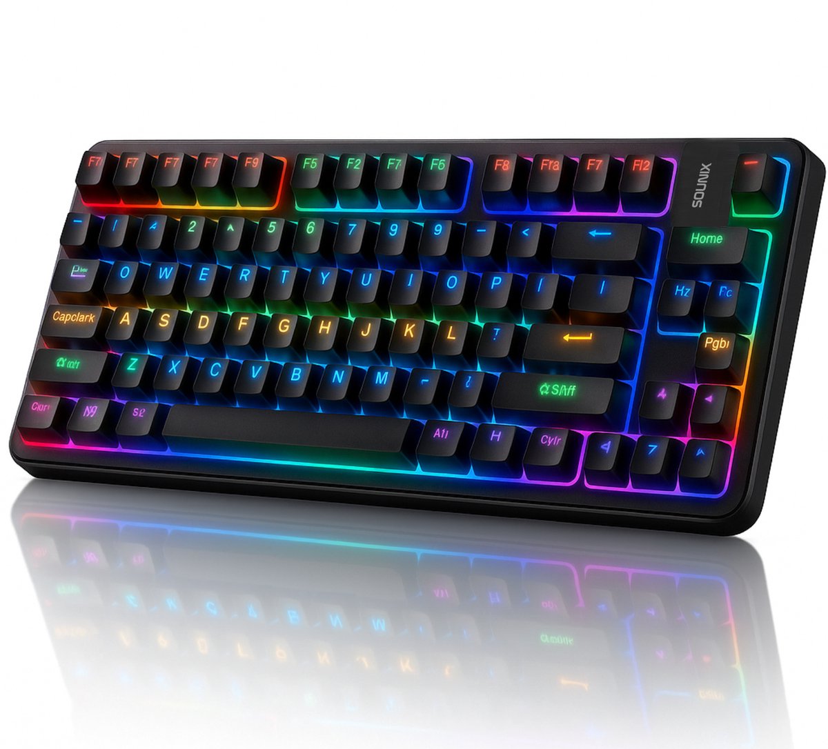 Sounix Gaming Keyboard - Hot Swappable Switch - 70% Mechanisch Qwerty Gaming Toetsenbord - 82 Keys - Programmeerbaar - Foam Touch - RGB Effect - US Qwerty - Zwart