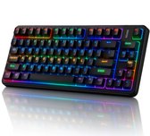 UK Layout Mechanisch Gaming Toetsenbord RGB 14 Achtergrondverlichting Effecten Mini 62 Toetsen Bedraad Type C Lichtgewicht RGB 6400 DPI Honingraat Muis Muismat Compatibel met PS4, Xbox, PC