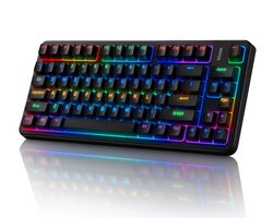 Sounix Mechanisch Gaming Toetsenbord - 75% Mechanisch Qwerty Gaming Toetsenbord - 82 Keys - Programmeerbaar - Foam Touch - RGB Effect - US Qwerty - Zwart
