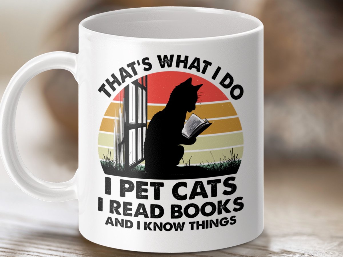 Mok Kattenliefhebber Leest Boeken, Grappige Spreuk, Katten Mok, Boekenwurm Geschenk, Cadeau voor Kattenliefhebbers, Lezende Kat Mok