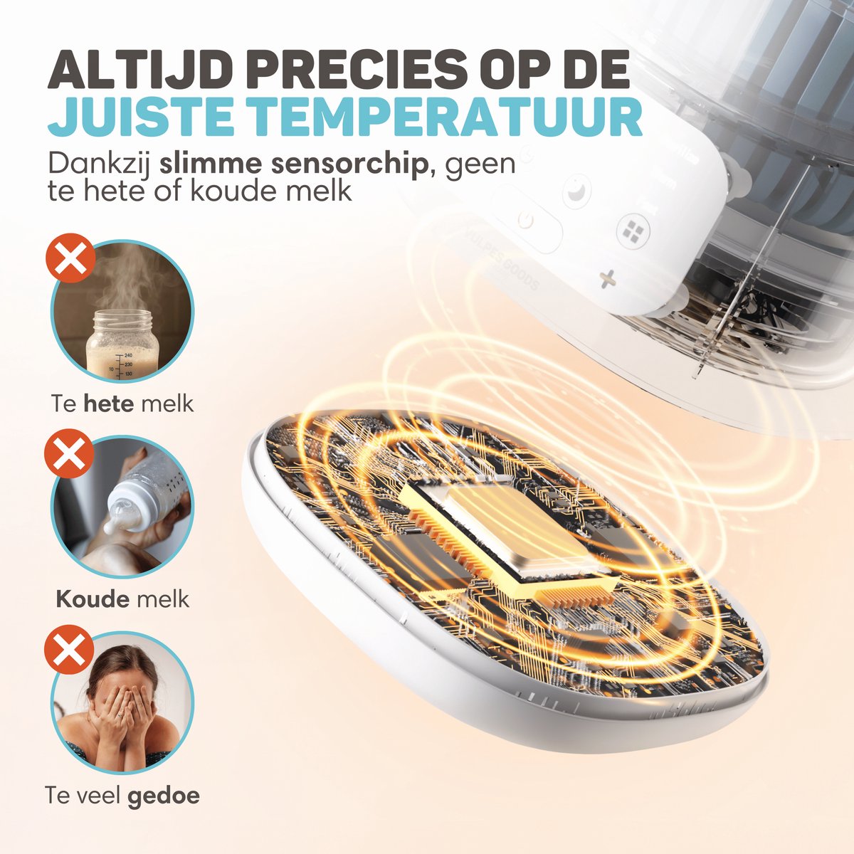 Vulpes Goods BabyCare - Flessenwarmer - 10in1 - Warmhouden 24u, Ontdooien & Steriliseren - PRO V2 Versie thumbnail 4