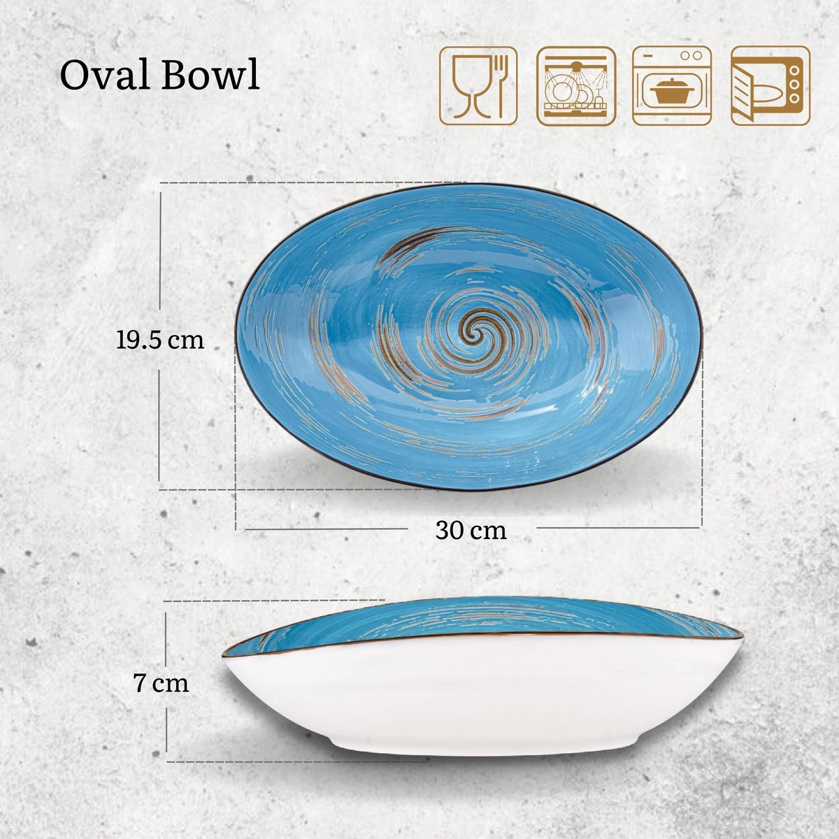 Wilmax Schaal ovaal 25 cm Blauw Porselein WL-669640/A