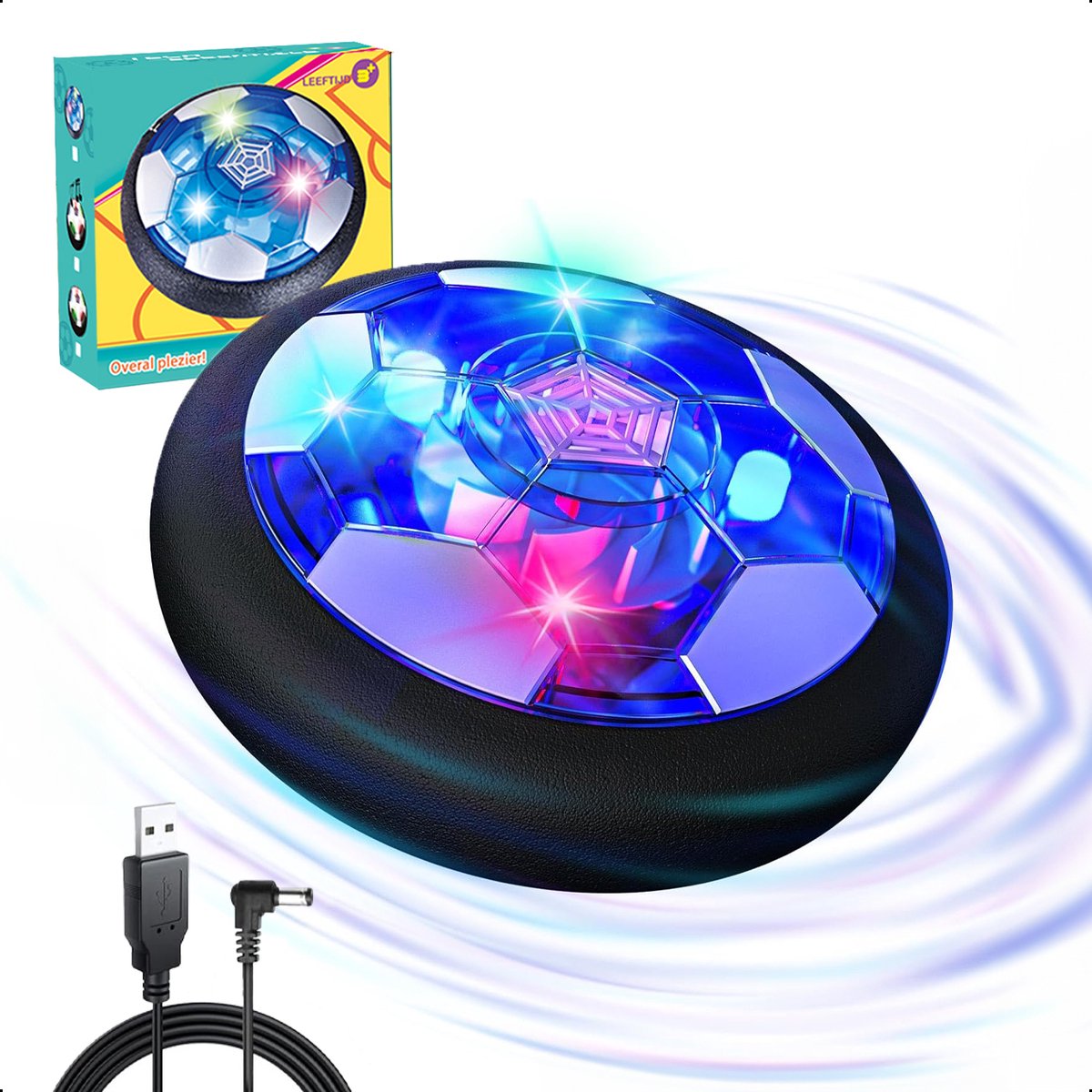 TechEssentials Hover Ball - Oplaadbaar - Led Verlichting - 18 cm - Zachte Stootrand | Indoor Voetbal - Zweef - Air Powered Soccer - Flying - Binnen - Vliegende - Cadeau