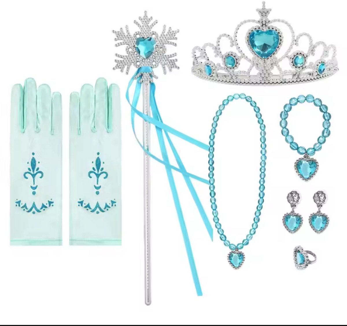 Prinsessen jurk - met accessoires - Kinderen - Elsa - Kostuum - Verkleed Jurk - Carnaval - Verkleed Spel - 4 jaar - 5 jaar - 6 jaar- 110/116 120 cm — afbeelding 2