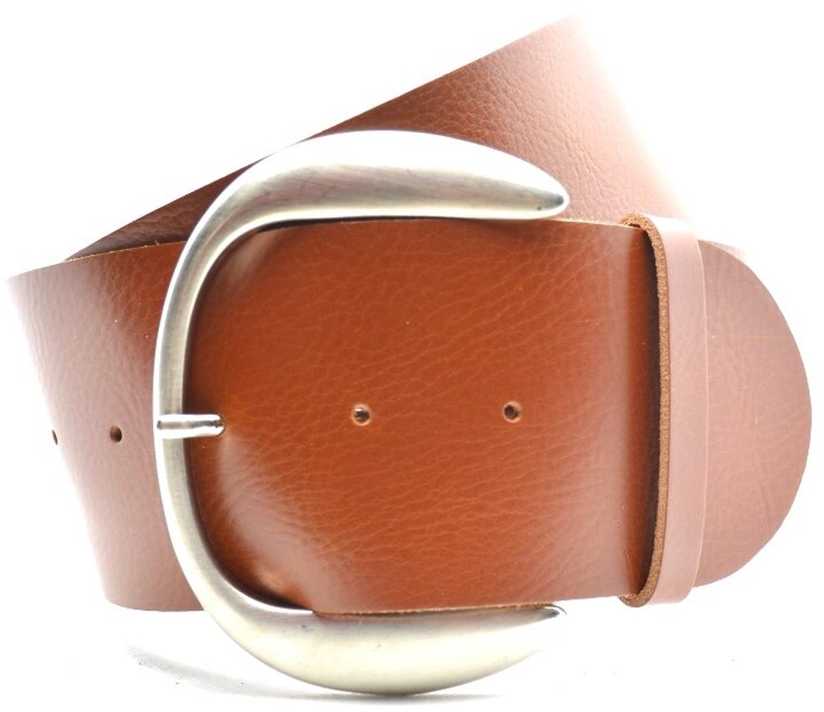 Moderiemen 8 cm brede cognac dames riem XL - heupriem - tailleriem - 100% leer - Maat 115 - Totale lengte riem 130 cm