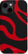 Casetastic hoesje geschikt voor Apple iPhone 13 mini - MagSafe - Dubbellaagse bescherming - Vurige Zwarte Lava Stroom - Fashion Case - Zwart Rood