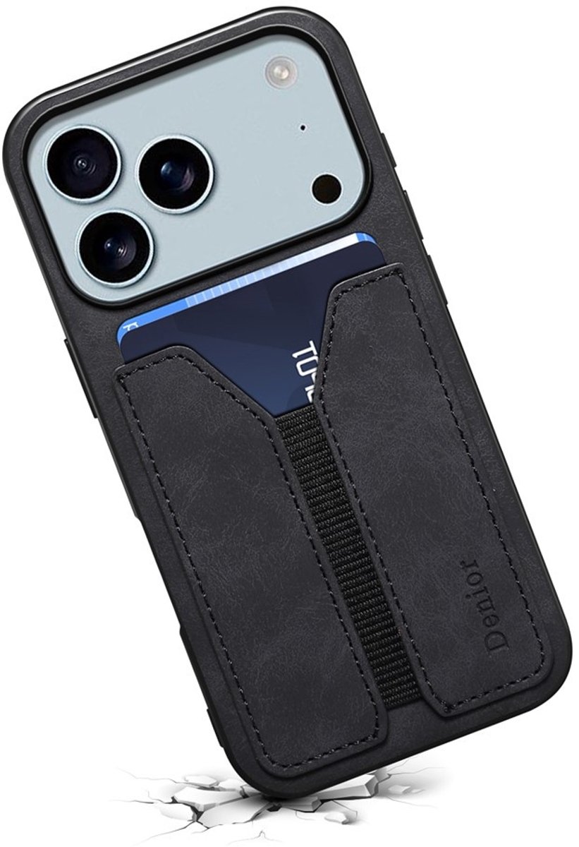Denior Geschikt voor iPhone 17 Pro hoesje - Backcover met kaarthouder - Blauw