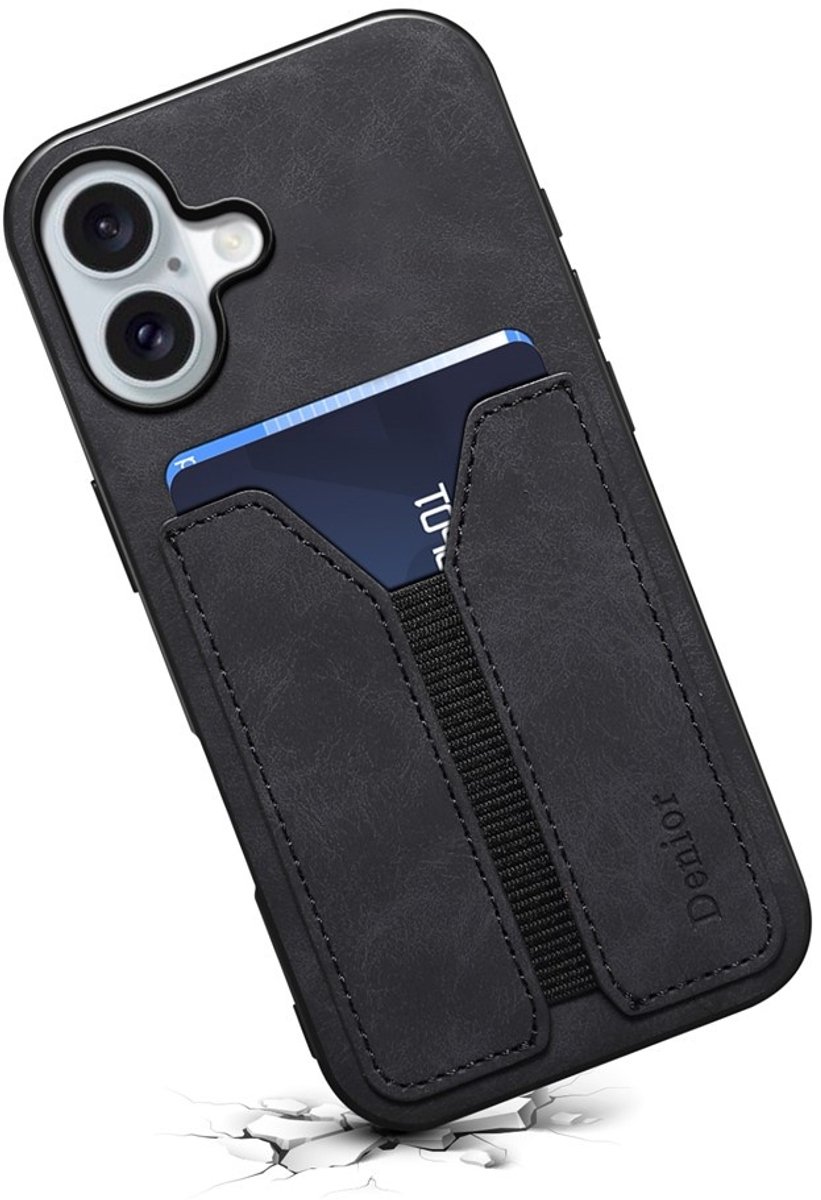 Denior Geschikt voor iPhone 17 hoesje - Backcover met kaarthouder - Zwart