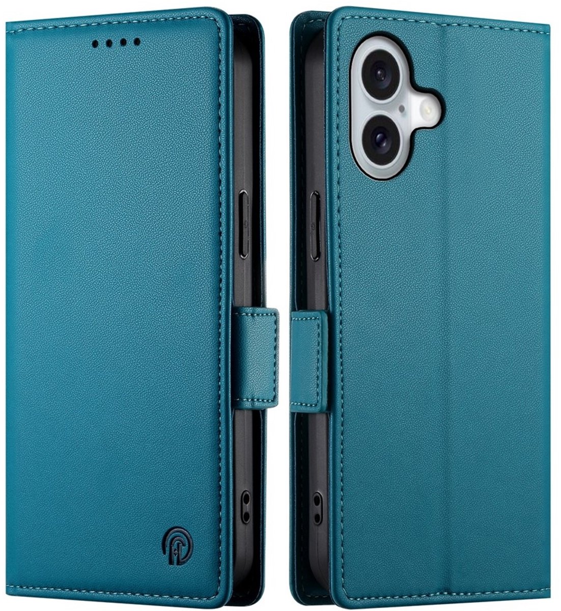 Lunso Geschikt voor iPhone 17 hoesje - PU leren Bookcase met ruimte voor pasjes - Blauw