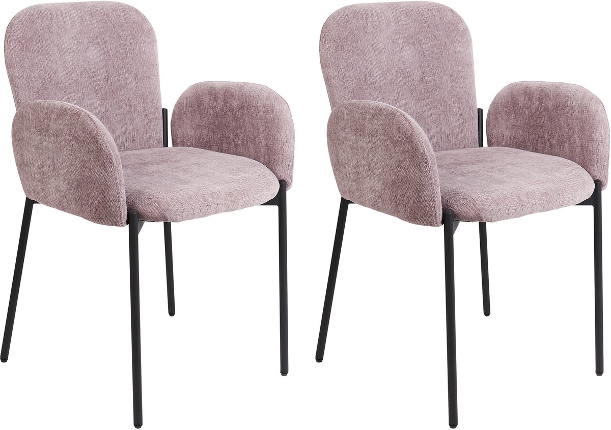 ALBEE - Eetkamerstoel set van 2 - Roze - Polyester