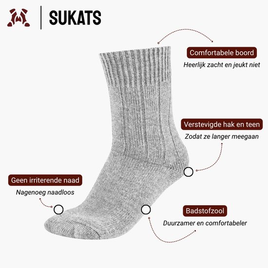Sukats sokken, grijs met comfortabele boord en versterkte teen.