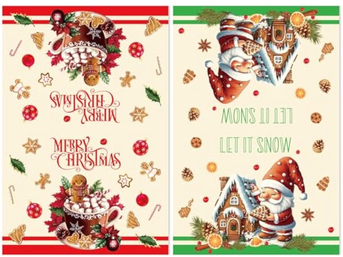 Lot de 2 torchons chat Noël | Temps L