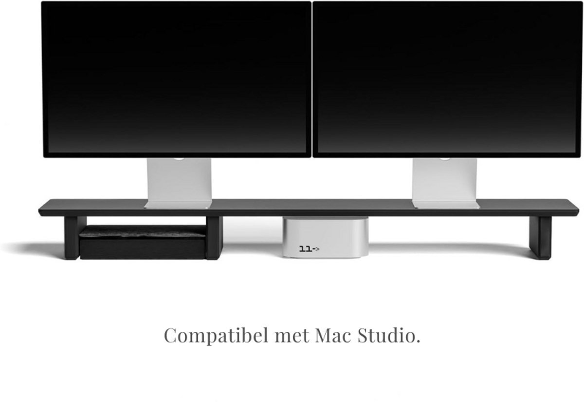 Thuys – Desk Shelf Cockpit System – Monitorstandaard En Bureau Organizer – Zwart Hout