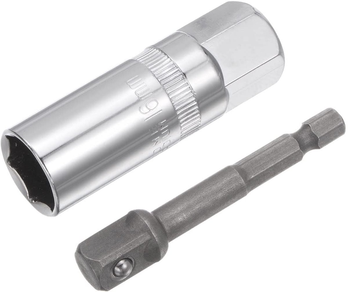 Bougiesleutelset, 3/8 inch aansluiting x 21 mm sleutel, hoogwaardige 6-punts diepe dunne wand met zeskantschacht, adapter voor auto- en vrachtwagenreparatie