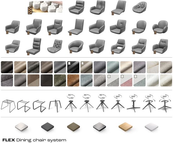 Chaise pivotante Nela - Structure en bois Flex , angulaire, mélange de matériaux naturels, boue, rotatif à 180°