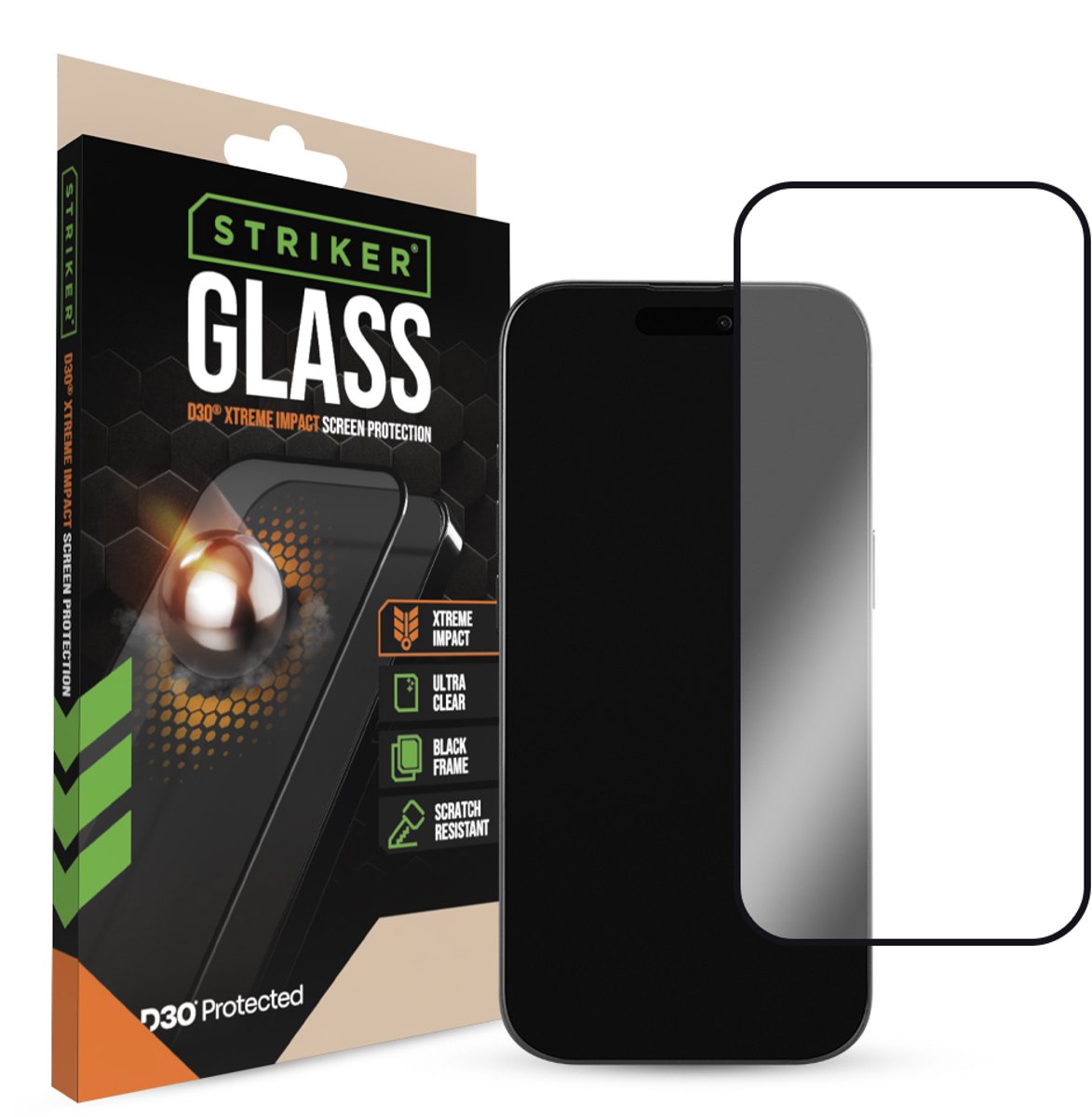 Striker Screenprotector geschikt voor Apple iPhone 17 Pro Glazen | Striker Xtreme Impact Screenprotector - Case Friendly