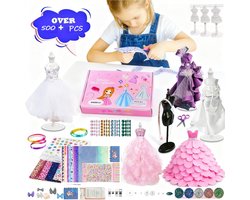 Knutseldoos - Mode ontwerperset meisjes 500+PCS-trouwjurk ontwerp - Knutselpakketten-modedesign -Modeontwerperset meisjes- Creativiteit DIY kleding- knutselset naaisets -met sketchbook stofschaar & mannequin paspop knutselen- voor 8 jaar+kinderen
