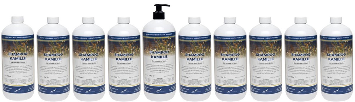 Shampoo Kamille - 1 liter - 10 Stuks - met pomp - Voordeelverpakking - Haarverzorging