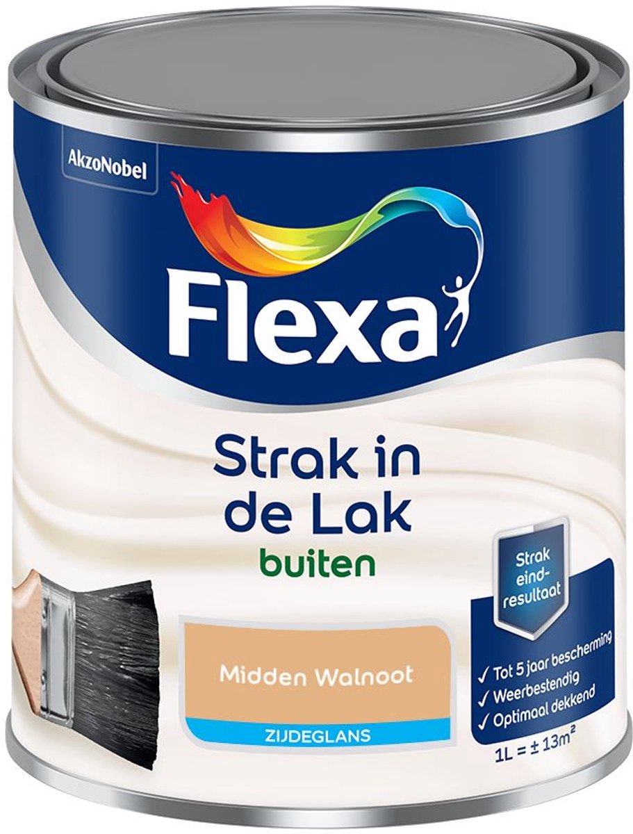 Flexa - Strak in de Lak Buitenlak Zijdeglans - Midden Walnoot - Mengverf - 1 L