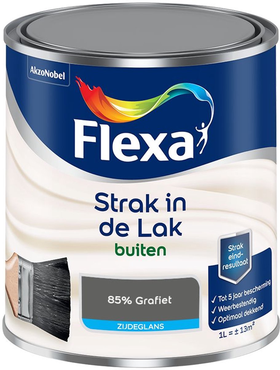 Flexa - Strak in de Lak Buitenlak Zijdeglans - 85% Grafiet - Mengverf - 1 L