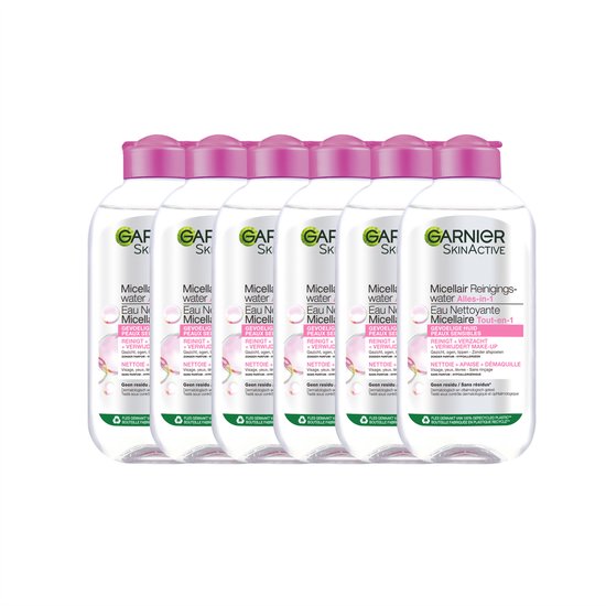 Garnier SkinActive Micellair Reinigingswater voor de Gevoelige Huid – Milde Gezichtsreiniging – Zachte Make-Up Remover - 200ml x6