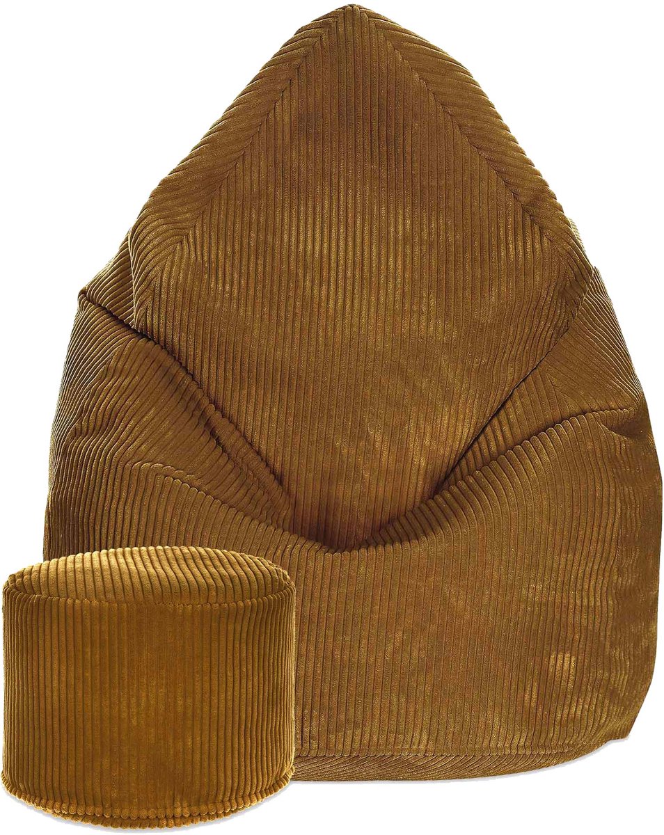 DreamRoots Zitzak voor Volwassenen of Kinderen – Corduroy Beanbag met Voetsteun en Afneembare Hoes – Inclusief Vulling – 80x80x120 cm – Sugar Cookie