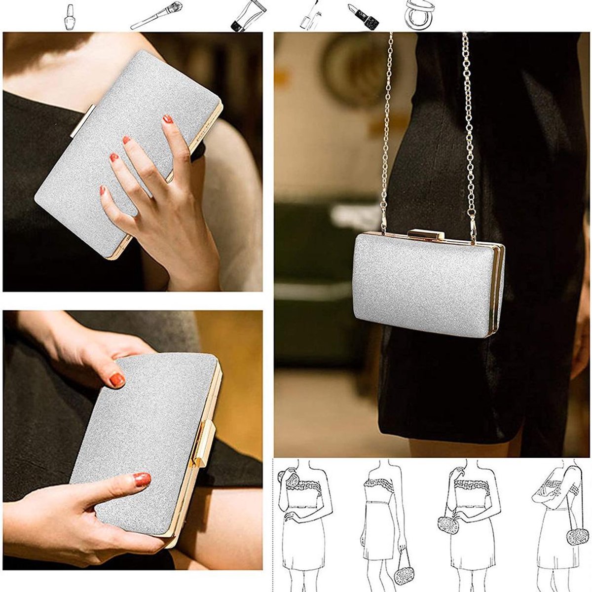 CORIOS Vrouwen Clutch Bag Avondtas met Kwastje Hanger CORIOS Vrouwen Clutch Bag Avondtas met Kwastje Hanger