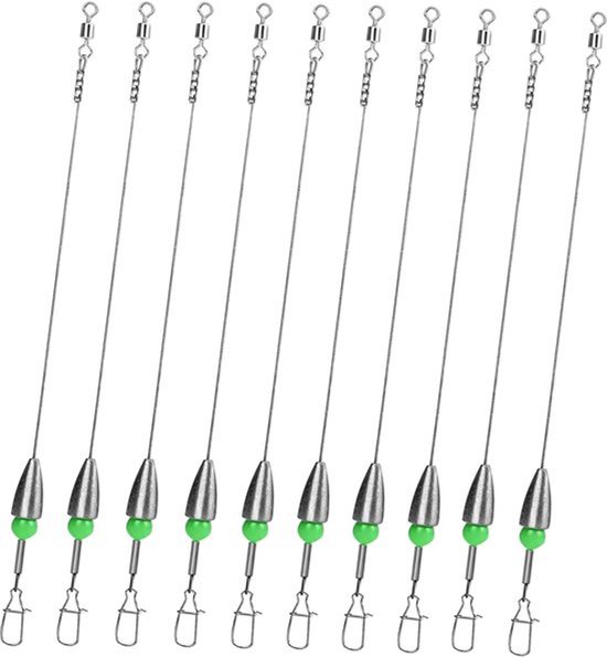 THKFISH Lot de 10 poids de pêche Carolina Ready Rigs pré-gréés Carolina Rigs 1/4 oz