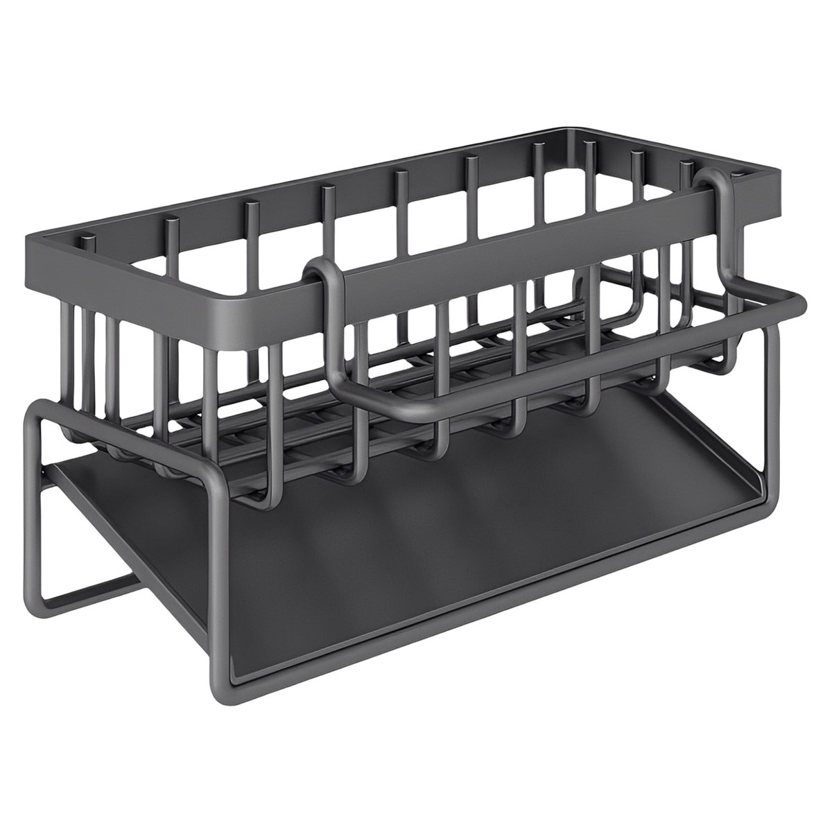 Peysaitr - Gootsteen Organizer - Multifunctioneel opbergrek - met doekhouder - keuken/badkamer opslag - RVS - afvoerrek met opvangbak - grijs - 23x9x11 cm - 1 stuk