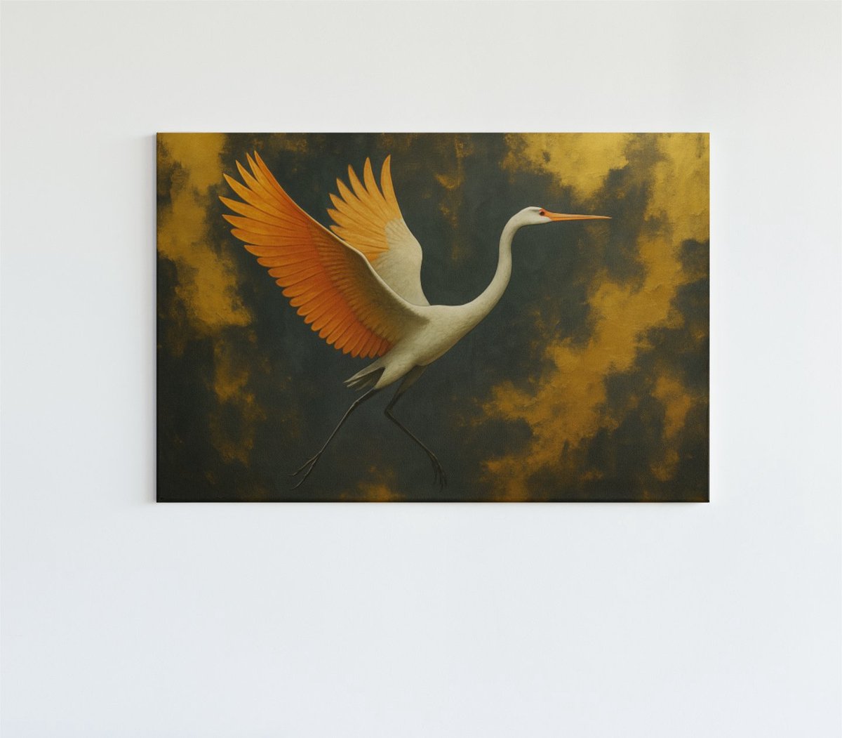 Trendex Global Canvas Schilderij - Elegante Vogel - Kunst Print Op Canvas - 60x40x2 cm Bruin