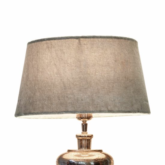 Lampada in vetro screziato con glitter e paralume in lino beige Gloria