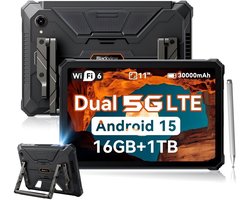Blackview Active 12 Pro 5G Outdoor Tablet - 11 inch - 48 GB + 1 TB 30000 mAh 120 W snel opladen IP68 waterdicht 108 MP + 50 MP dual sim - zwart