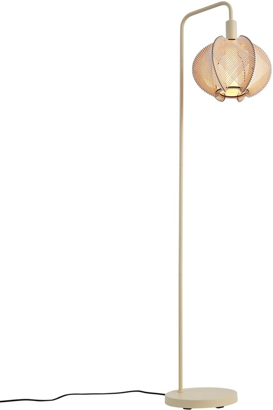 QAZQA gertie - Japandi Vloerlamp | Staande Lamp met kap - 1 lichts - H 160 cm - Beige - Woonkamer