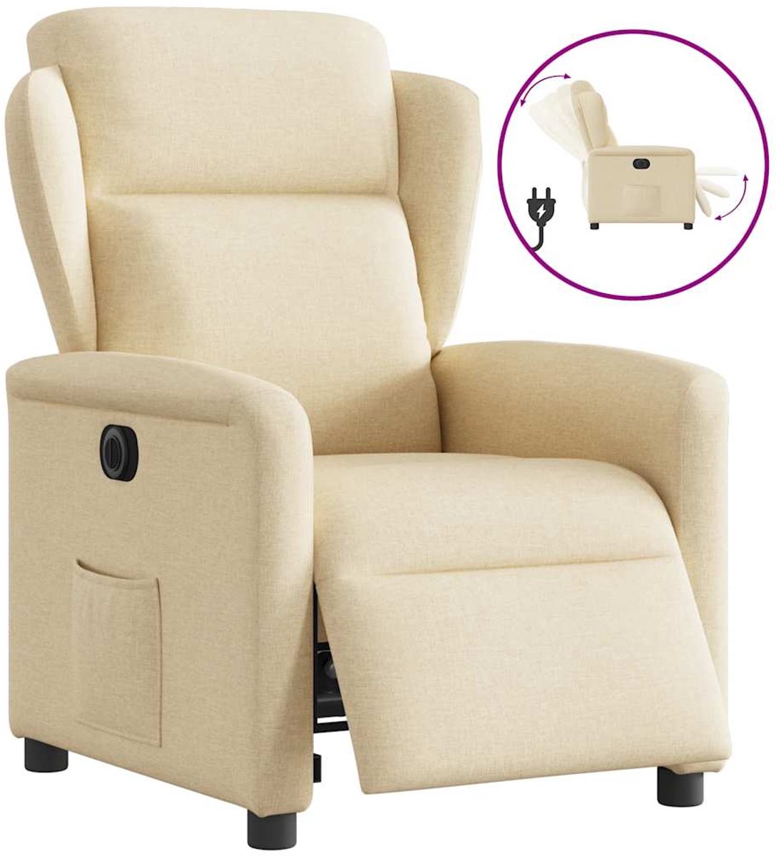 vidaXL Fauteuil - verstelbaar - elektrisch - stof - crèmekleurig