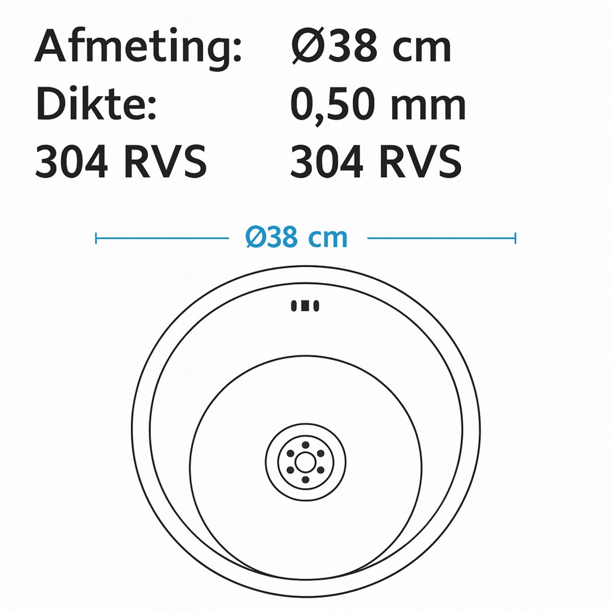 304 roestvrij staal ronde spoelbak keuken zwarte spoelbak kleine spoelbak rond met kraan geschikt voor bar keuken appartement (kleur: zwart, maat: 30x30x14cm